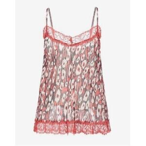 Floral Lace Trim Blouse - Red and Black